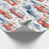 Papier Cadeau Caravane de Noël, Neige, Cerf (Coin)