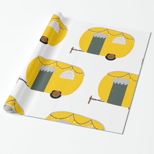 Papier Cadeau Caravane jaune mignonne (Déroulé)