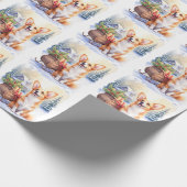 Papier Cadeau Cardigan Welsh Corgi Festive Sleigh Christmas Art (Coin)