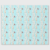 Papier Cadeau Cardinal avec des arbres de bouleau (Plat)