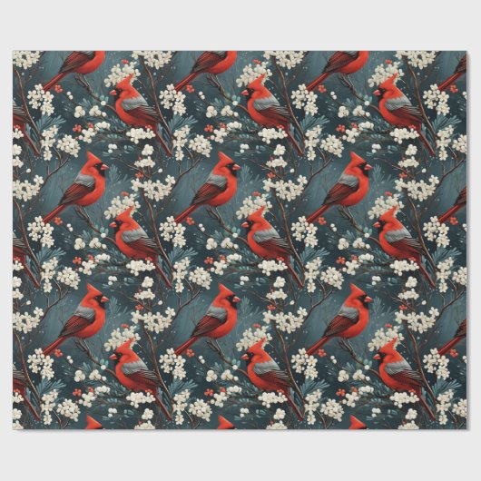 Papier Cadeau Cardinal de Noël (Plat)