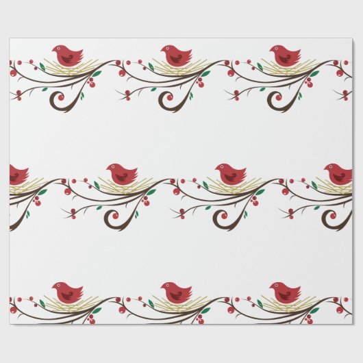 Papier Cadeau Cardinal de Noël (Plat)