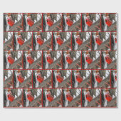 Papier Cadeau Cardinal de Noël avec Casquette d'hiver (Plat)