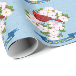 Papier Cadeau Cardinal d'État de Caroline du Nord Oiseau Dogwood