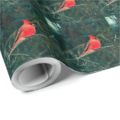 Papier Cadeau Cardinal d'hiver en tempête de neige - Amélioré (Coin rond)