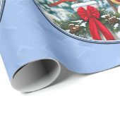 Papier Cadeau Cardinal Feast Blue (Coin rond)