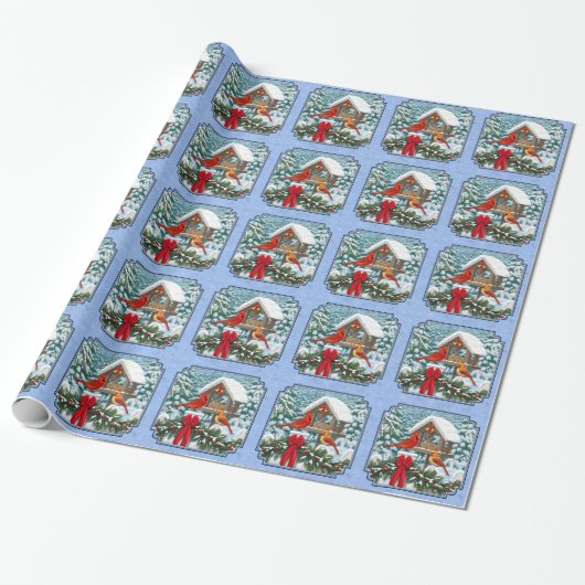 Papier Cadeau Cardinal Feast Blue (Déroulé)