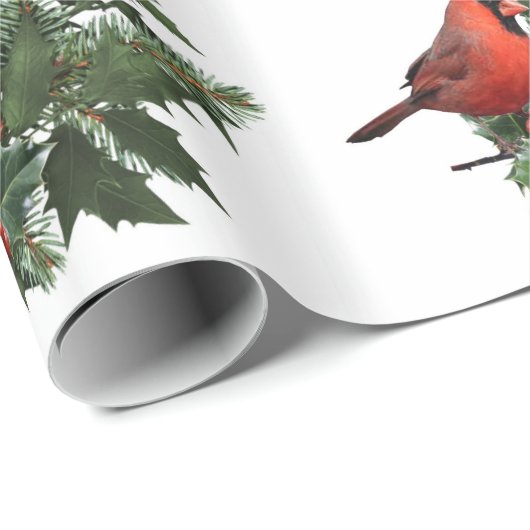 Papier Cadeau Cardinal Holly Wrapper Papier (Coin rond)