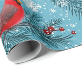 Papier Cadeau Cardinal rouge de Noël Fête (Coin rond)