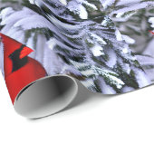 Papier Cadeau Cardinal rouge d'hiver (Coin rond)