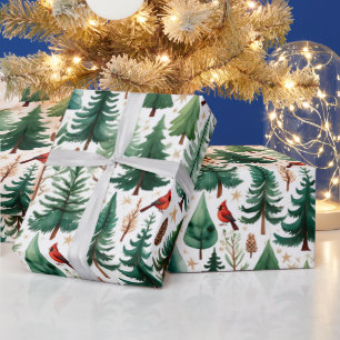 Papier Cadeau Cardinal Rouge Noël Oiseau Fête