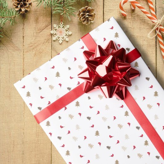 Papier Cadeau Cardinal rouge oiseau Noël