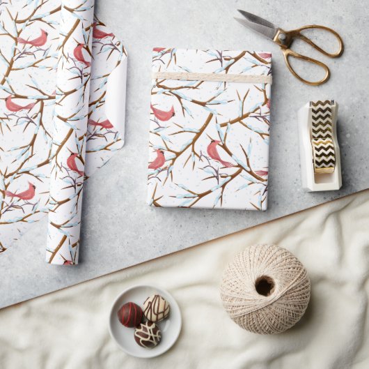 Papier Cadeau Cardinal Rouge SnowTree Motif Noël (Artisanat)