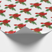 Papier Cadeau cardinal rouge sur pin (Coin)