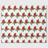 Papier Cadeau cardinal rouge sur pin d'hiver (Plat)