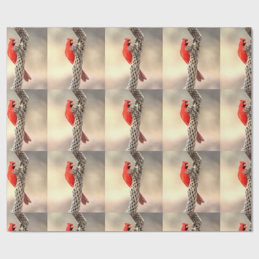 Papier Cadeau Cardinal sur un Cholla (Plat)