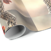 Papier Cadeau Cardinal sur un Cholla (Coin rond)