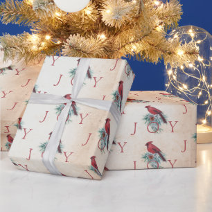 Papier Cadeau Cardinal vintage personnalisé Noël Fêtes