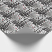 Papier Cadeau Cardinaux de Noël en forêt d'hiver (Coin)