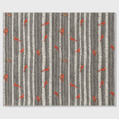 Papier Cadeau Cardinaux d'hiver dans les bouleaux (Plat)