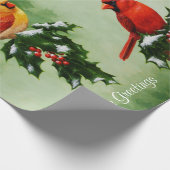 Papier Cadeau Cardinaux rouges et Feuilles holly (Coin)