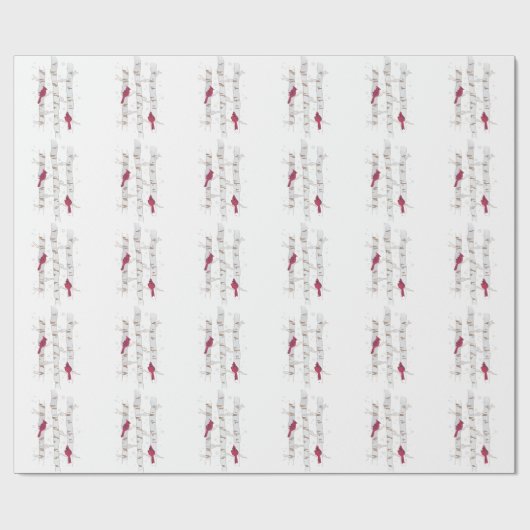 Papier Cadeau Cardinaux sur Aspen (Plat)