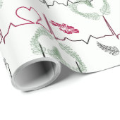 Papier Cadeau Cardiogramme avec coeur. (Coin rond)