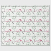 Papier Cadeau Cardiogramme avec coeur. (Plat)