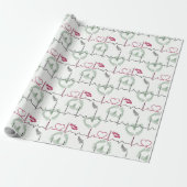 Papier Cadeau Cardiogramme avec coeur. (Déroulé)