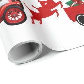 Papier Cadeau Cargaison de Noël Red Green Reindee (Coin rond)