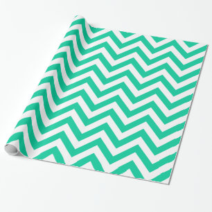 Papier Cadeau Caribéen Vert Blanc XL Chevron Motif ZigZag