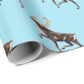 Papier Cadeau Caribou/Reindeer d'art populaire (Coin rond)