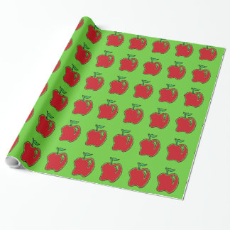 Papier Cadeau Caricature à la pomme rouge dessinée à la main