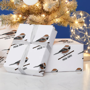 Papier Cadeau Caricature adorable boréale pour oiseaux de poule