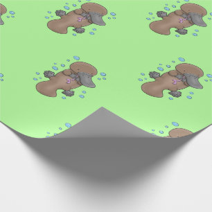Papier Cadeau Caricature adorable de bulle de platypus bébé dess