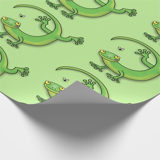Papier Cadeau Caricature amusante de lézard vert (Coin)