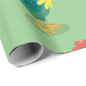 Papier Cadeau Caricature amusante du coq à rames (Coin rond)