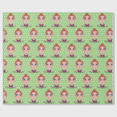 Papier Cadeau Caricature Anniversaire Fille aux grands yeux (Plat)