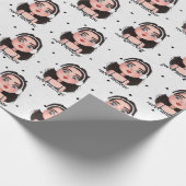 Papier Cadeau Caricature Anniversaire fille avec casque (Coin)