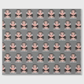 Papier Cadeau Caricature Anniversaire fille avec casque (Plat)