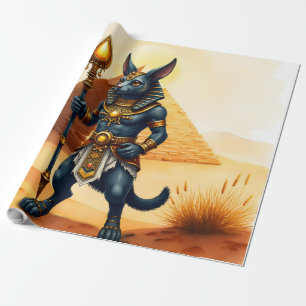 Papier Cadeau Caricature Anubis - Dieu égyptien de l'après-vie