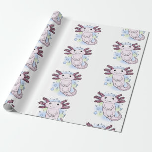 Papier Cadeau Caricature axolotl rose adorable