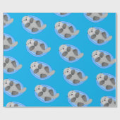 Papier Cadeau Caricature bleu loutre de mer joyeux (Plat)