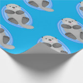 Papier Cadeau Caricature bleu loutre de mer joyeux (Coin)
