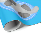 Papier Cadeau Caricature bleu loutre de mer joyeux (Coin rond)