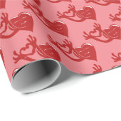 Papier Cadeau caricature coeur fait signe de coeur (Coin rond)