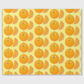 Papier Cadeau Caricature d'agrumes d'orange (Plat)