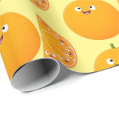 Papier Cadeau Caricature d'agrumes d'orange (Coin rond)