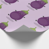 Papier Cadeau Caricature d'aubergine d'aubergine joliment heureu (Coin)
