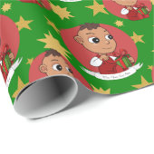 Papier Cadeau Caricature de bébé Noël mignonne Papier d'envelopp (Coin rond)